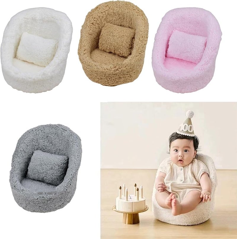 Brown Newborn Photography Props Plush Sofa Chair Infant Photo Backdrop Accessories - Image 2